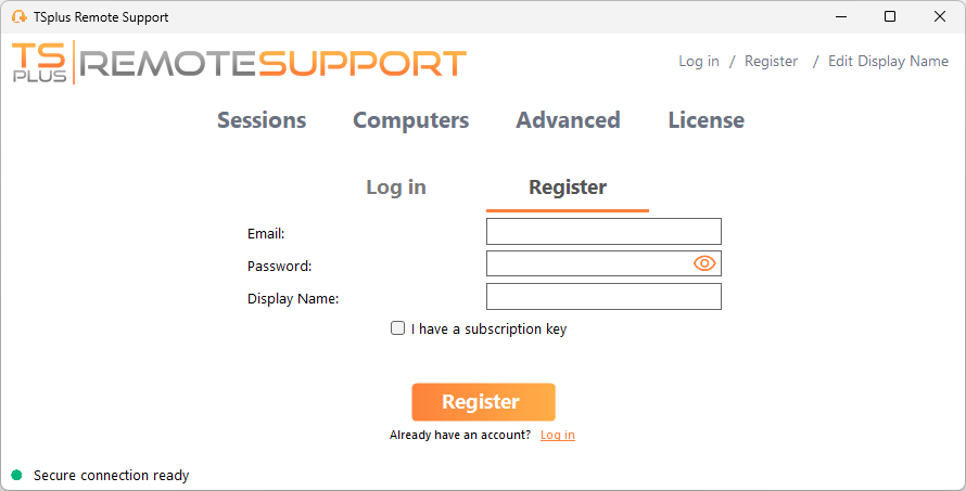 Register menu