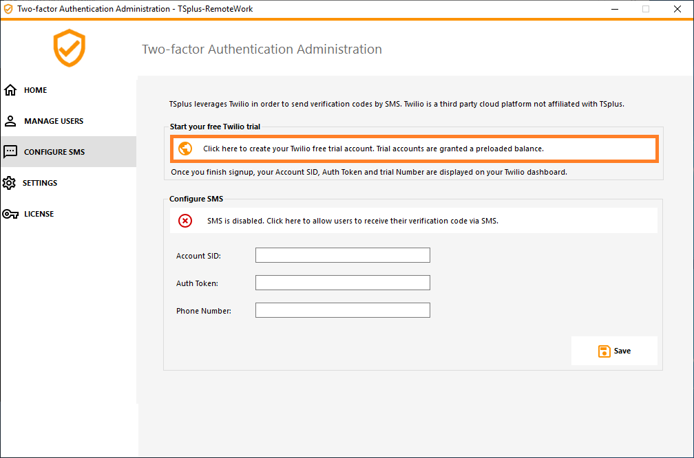 Configure SMS