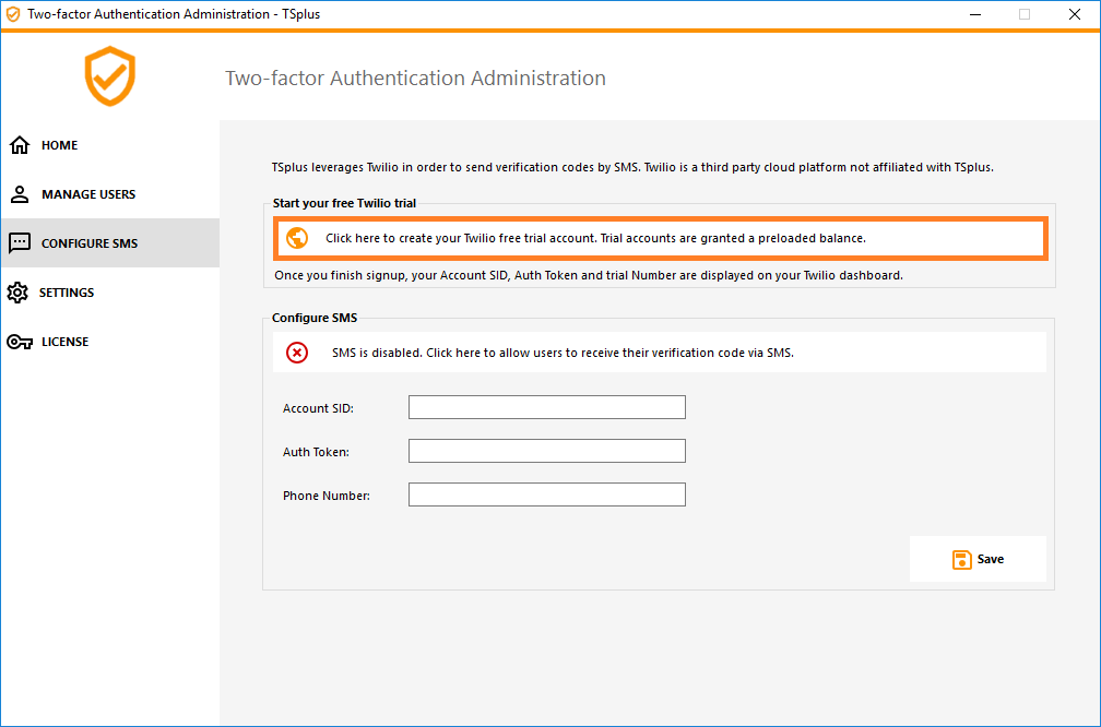 Configure SMS
