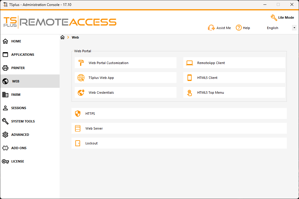Admin Tool Web Screen